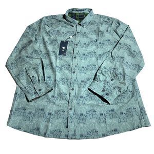 William Murray Scotch Blend Button Down Shirt Carolina Blue Scottie Size XL NWT